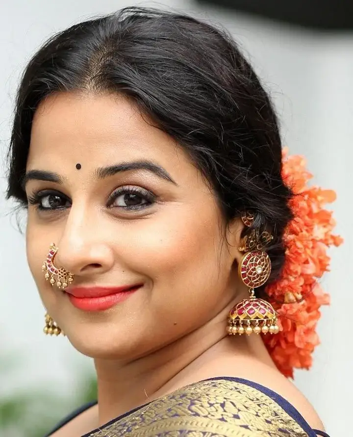 Actress Vidya Balan Beautiful Nose Ring Face Closeup